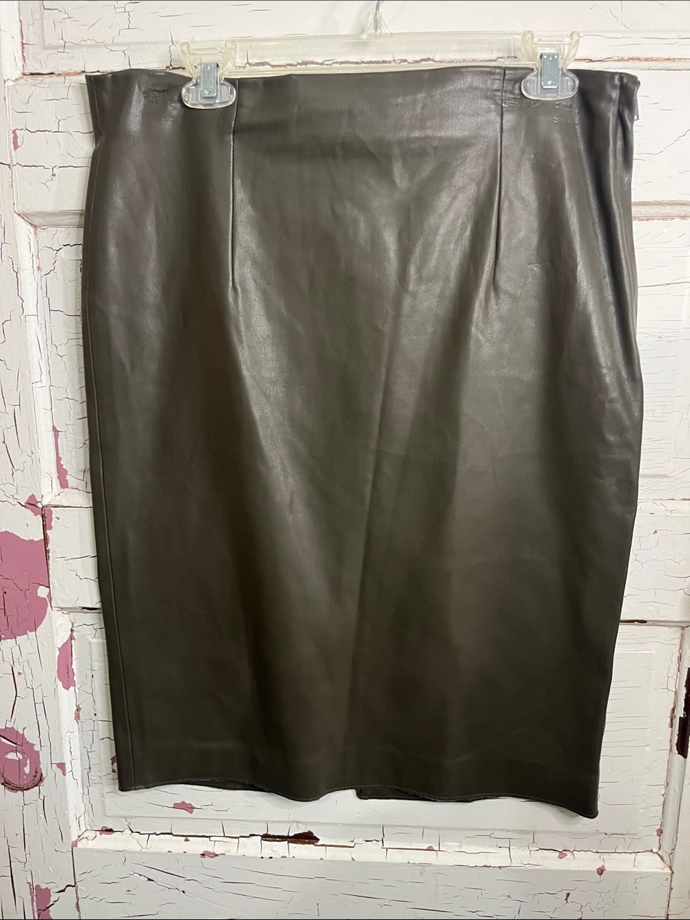 PHILOSOPHY Clothing Co. Women's Faux Leather Pencil Skirt Chocolate Sz 8